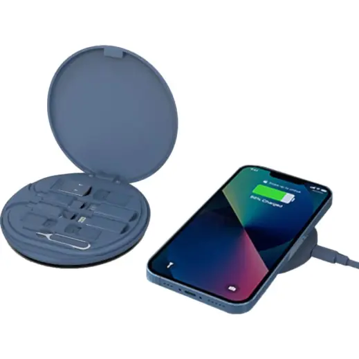 Oslo @memorii Recycled 15W Wireless Charger & Multi Cable Set Blue Display